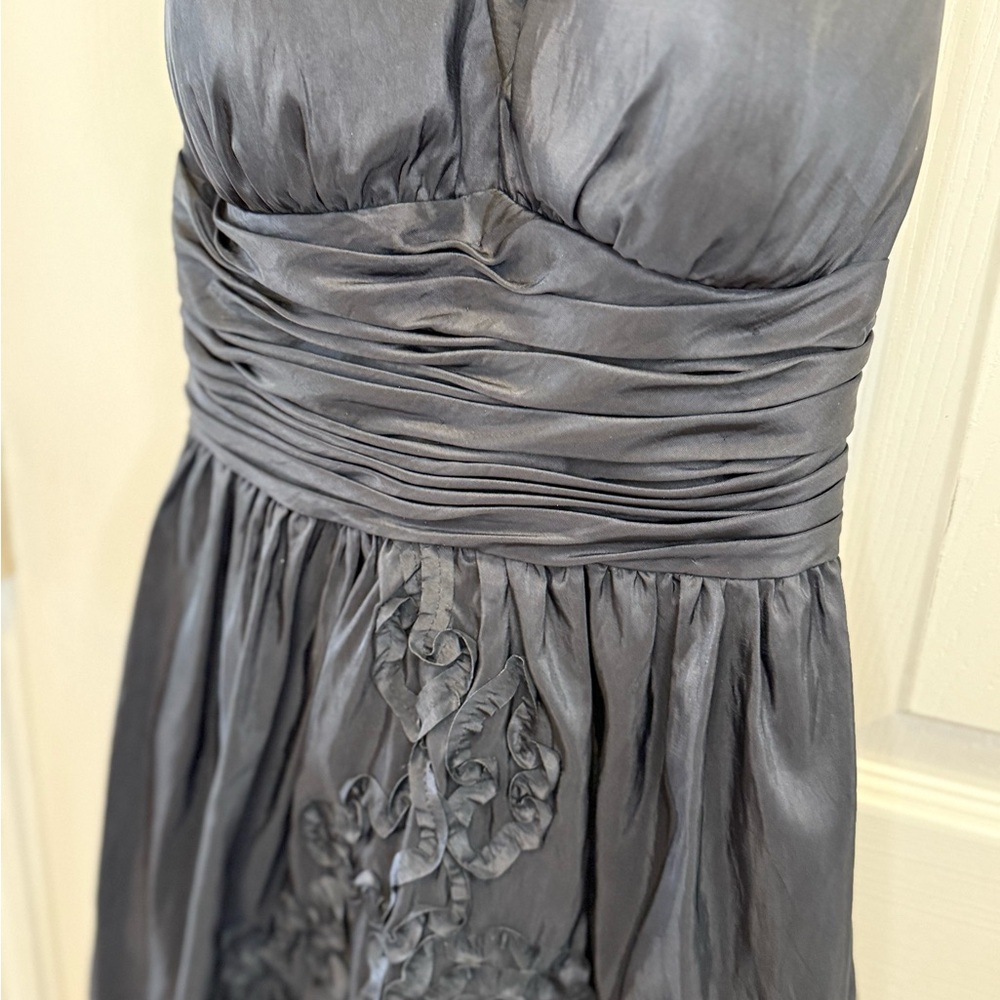 David's Bridal Black Halter Cocktail Dress with Rosette Ruffle Skirt - Size 8